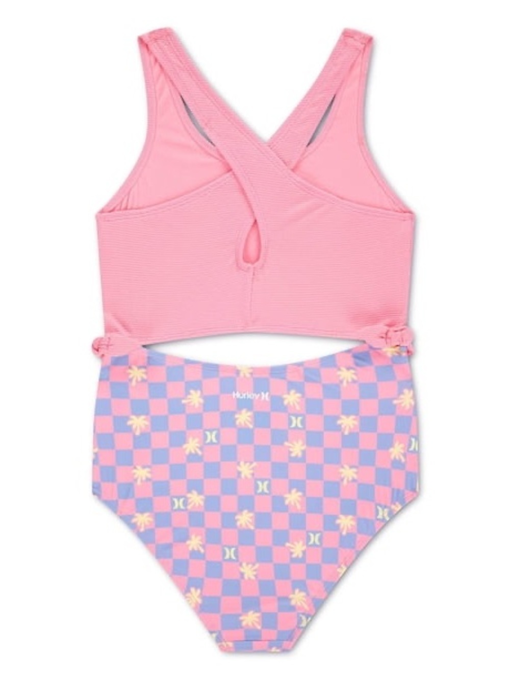 Hurley Pink & Blue Checker High-Waist Girls' Swim Set NWT SIZE XL